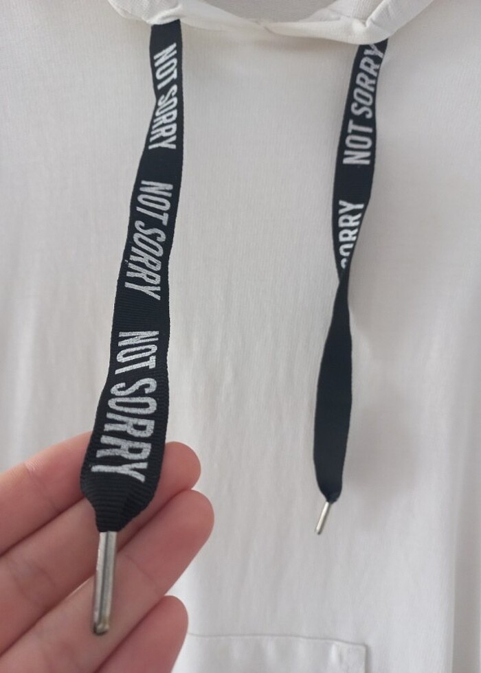 Kadın Kapüşonlu Beyaz sweat  - Görsel 5