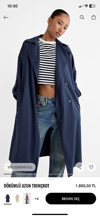 stradivarius lacivert trençkot