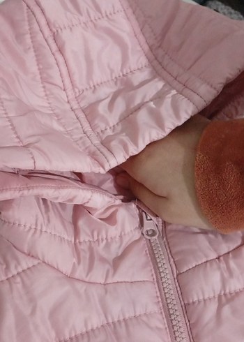 Kız Çocuk Kapüşonlu Fermuarlı Pembe Yelek - Görsel 4