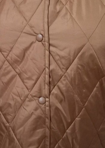 Düğmeli Bej Kadın Kışlık Mont - Görsel 3