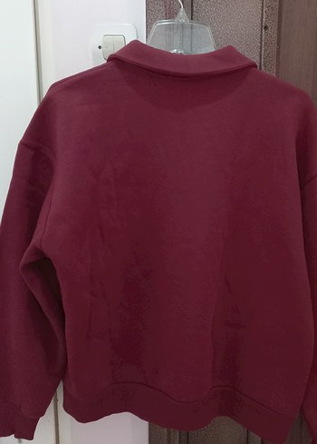 Bordo Vimbldon Baskılı Sweatshirt Yeni sezon Oversize  pamuklu - Görsel 2