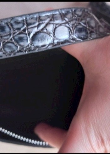 Siyah Deri Yılan Desenli Gotik Kadın Çanta - Görsel 3