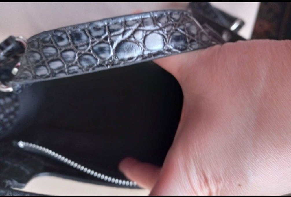 Siyah Deri Yılan Desenli Gotik Kadın Çanta - Görsel 3