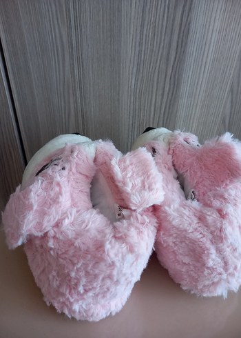 Kızlar için Pembe Peluş Hayvanlı panduf - Görsel 5