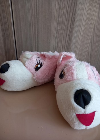 Kızlar için Pembe Peluş Hayvanlı panduf - Görsel 6