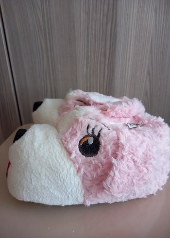 Kızlar için Pembe Peluş Hayvanlı panduf - Görsel 3