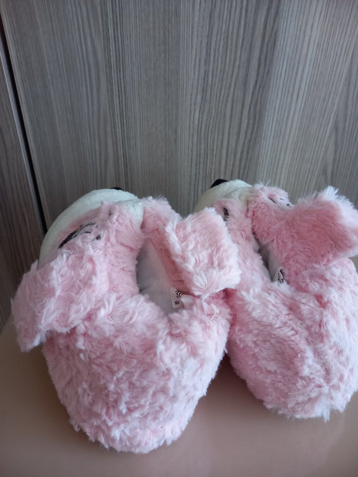 Kızlar için Pembe Peluş Hayvanlı panduf - Görsel 5