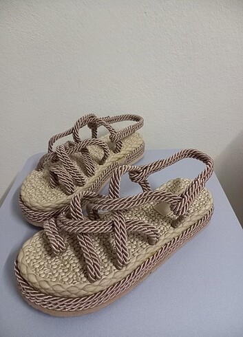 39 Beden camel Renk Halatli sandalet