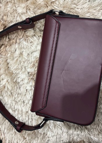 Burgundy Deri Kadın Çanta - Görsel 3