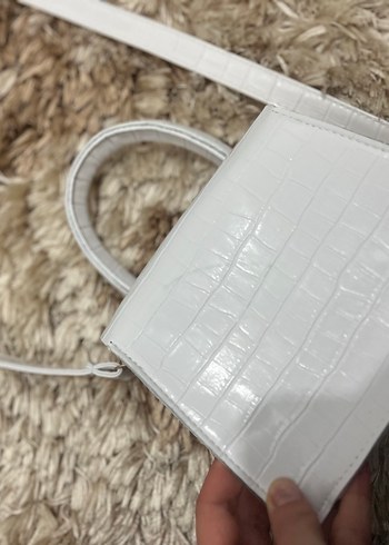 Beyaz Yılan Desenli Deri Kadın Çanta - Görsel 3