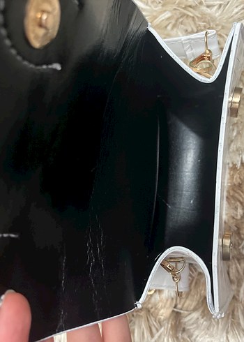 Beyaz Yılan Desenli Deri Kadın Çanta - Görsel 2