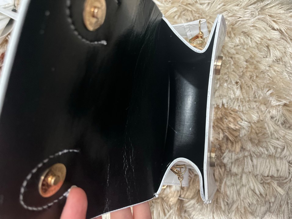 Beyaz Yılan Desenli Deri Kadın Çanta - Görsel 2