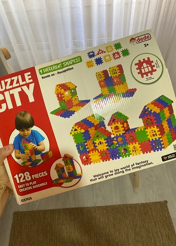 128 Parça Renkli Puzzle Şehir Eğitim Oyuncağı