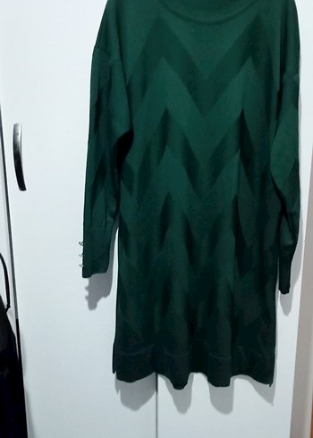 Uzun Kol Yeşil Triko tunik - Görsel 2