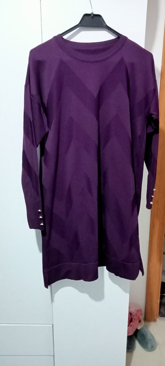 Mor Kadın Uzun Kollu  Tunik - Görsel 3