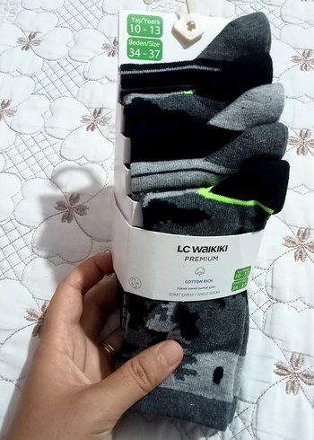LC Waikiki Erkek Gri Baskılı Çorap Seti