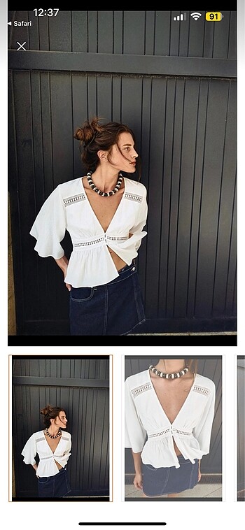Zara dantel detaylı bluz