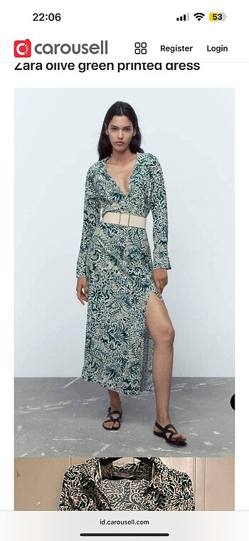 Zara kemerli desenli elbise
