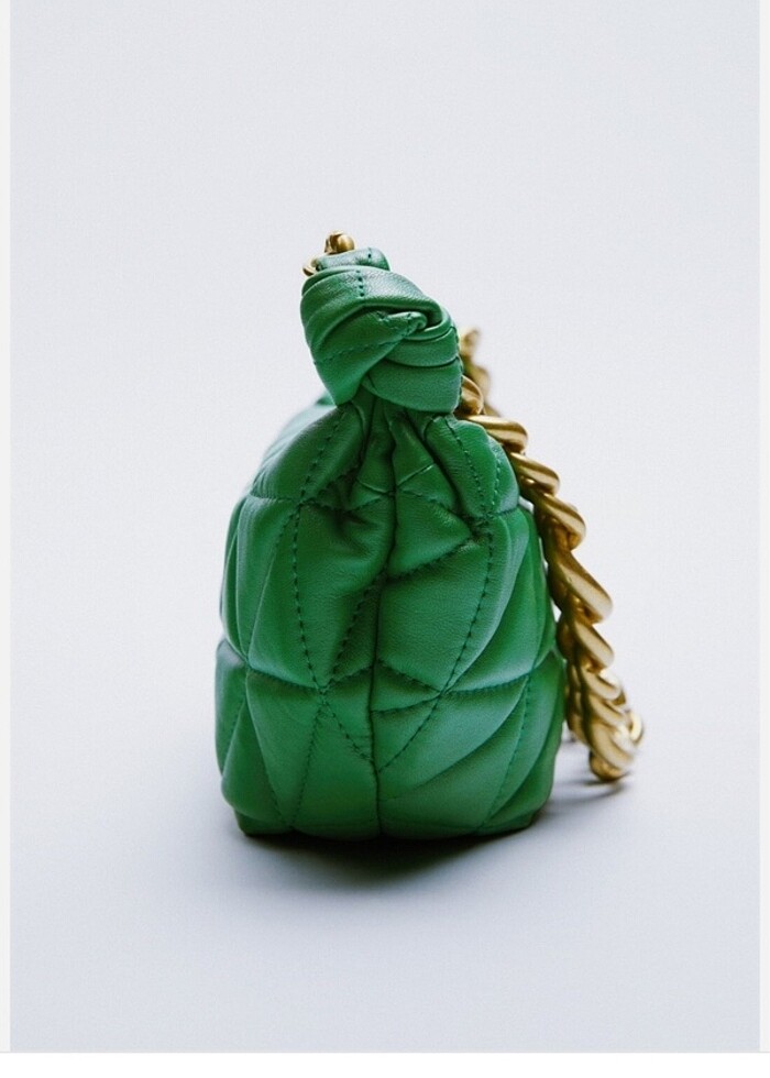 Zara zincir detaylı kapitone deri çanta - Görsel 2