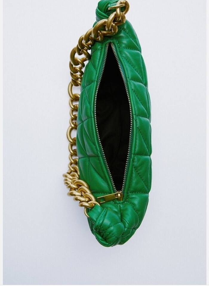 Zara zincir detaylı kapitone deri çanta - Görsel 3