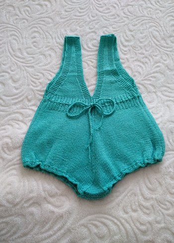 Çağla Yeşili, Beli Bağcıklı, Şortlu Tulum - Görsel 3