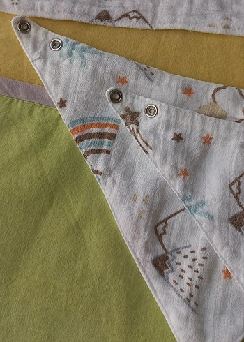 2li Müslin Ağız Mendili+2li Müslin Önlük - Görsel 3