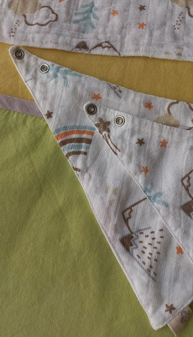 2li Müslin Ağız Mendili+2li Müslin Önlük - Görsel 3