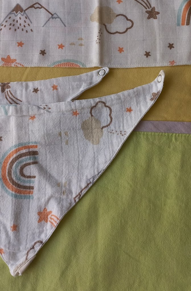 2li Müslin Ağız Mendili+2li Müslin Önlük - Görsel 4