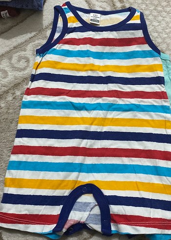 4 lü set Turkuaz Desenli Erkek Bebek Askılı Tulum - Görsel 2