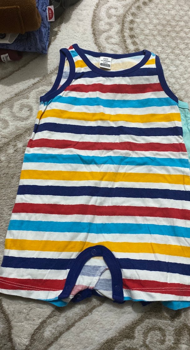 4 lü set Turkuaz Desenli Erkek Bebek Askılı Tulum - Görsel 2