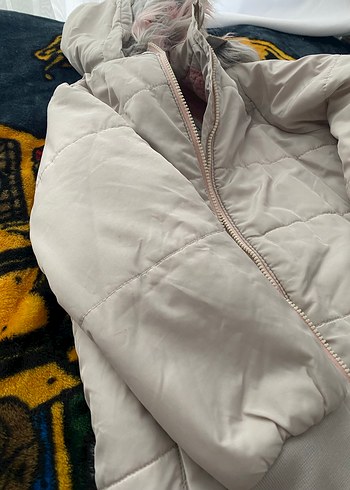 Gri Uzun Kadın Mont, Suni Kürklü, Rahat Kesim - Görsel 2