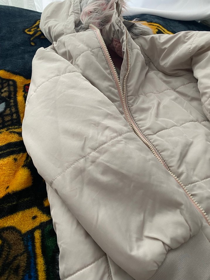 Gri Uzun Kadın Mont, Suni Kürklü, Rahat Kesim - Görsel 2