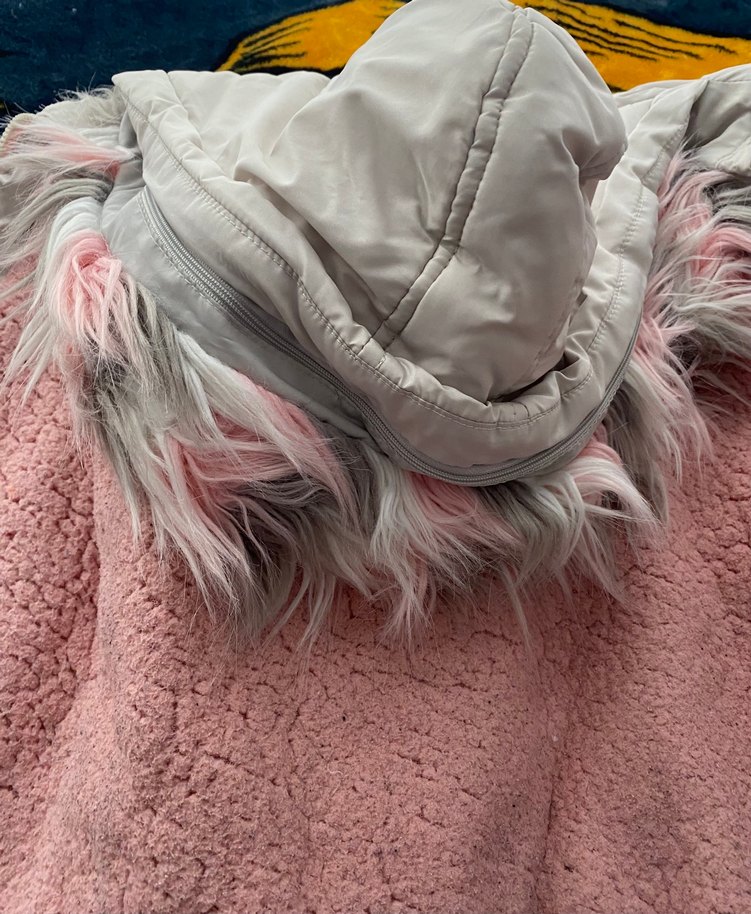 Gri Uzun Kadın Mont, Suni Kürklü, Rahat Kesim - Görsel 5