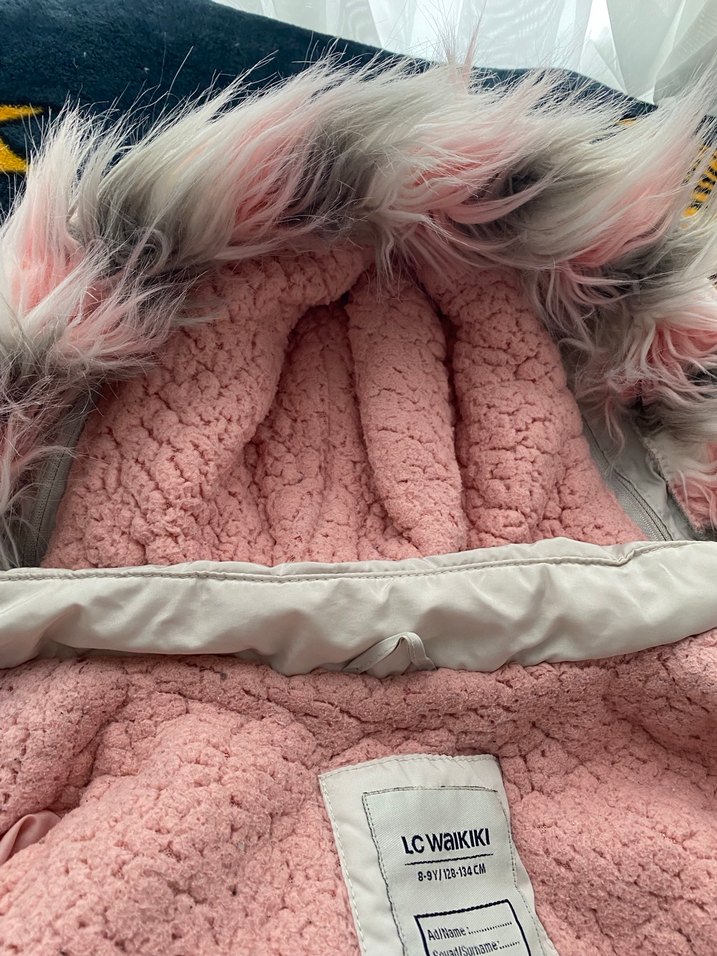 Gri Uzun Kadın Mont, Suni Kürklü, Rahat Kesim - Görsel 4