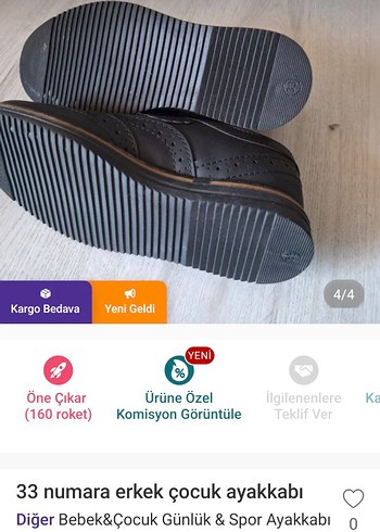 33 Beden siyah Renk Erkek Çocuk Siyah Cırtlı Ayakkabı