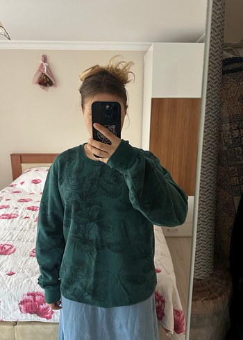 Pull and bear desenli Yeşil Oversize Sweatshirt