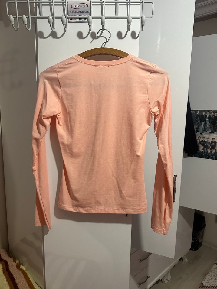 Somon rengi parmak geçirmeli body - Görsel 5