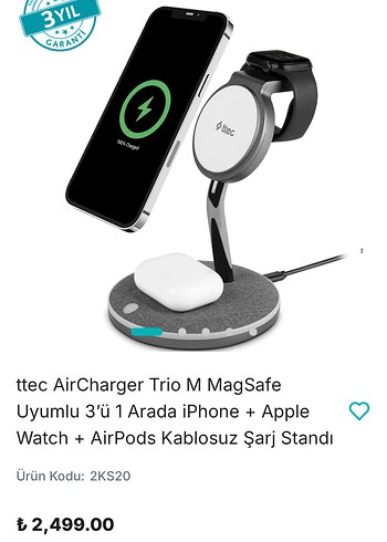 Ttec Aircharger Trio M 3u 1de Magsafe Kablosuz Sarj Standi