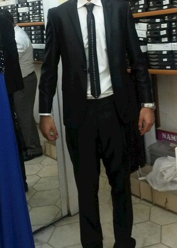 Düğmeli Siyah Erkek Takım elbise damatlik marka sarar degil - Görsel 13