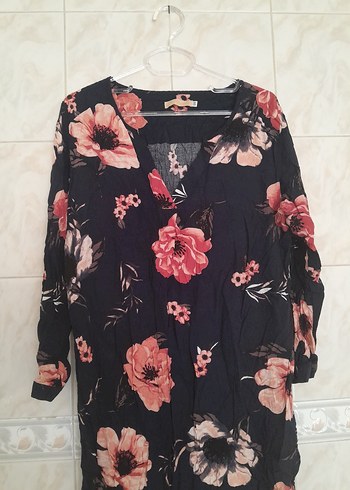 Bohem V Yakalı Uzun Kollu Çiçekli Bluz - Görsel 5