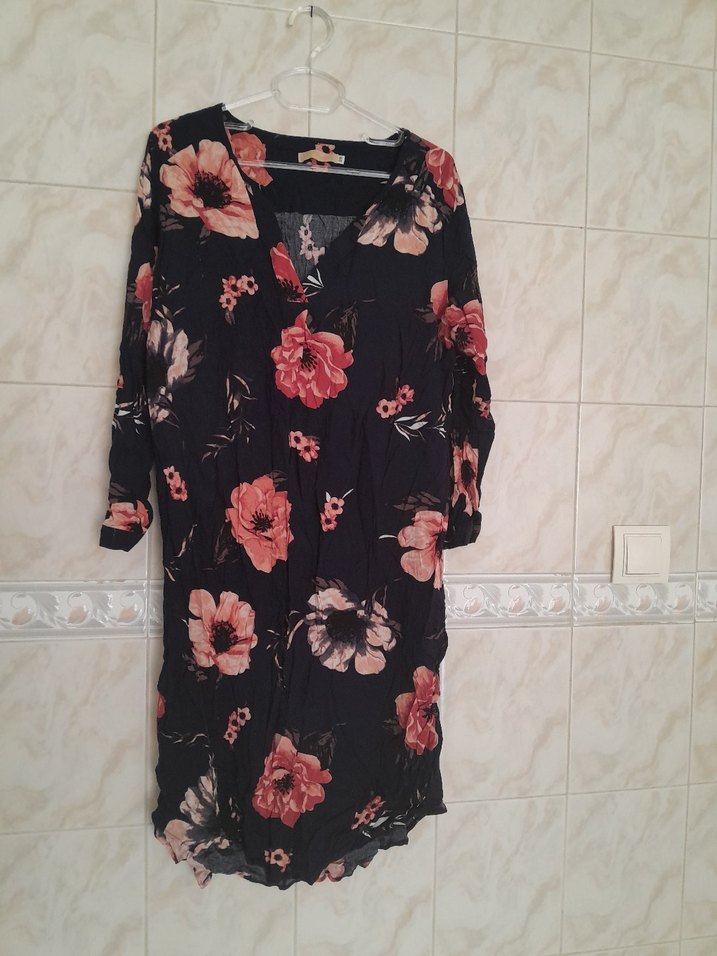 Bohem V Yakalı Uzun Kollu Çiçekli Bluz - Görsel 2