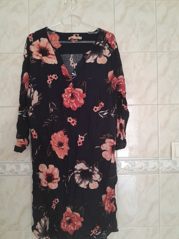 Bohem V Yakalı Uzun Kollu Çiçekli Bluz - Görsel 3