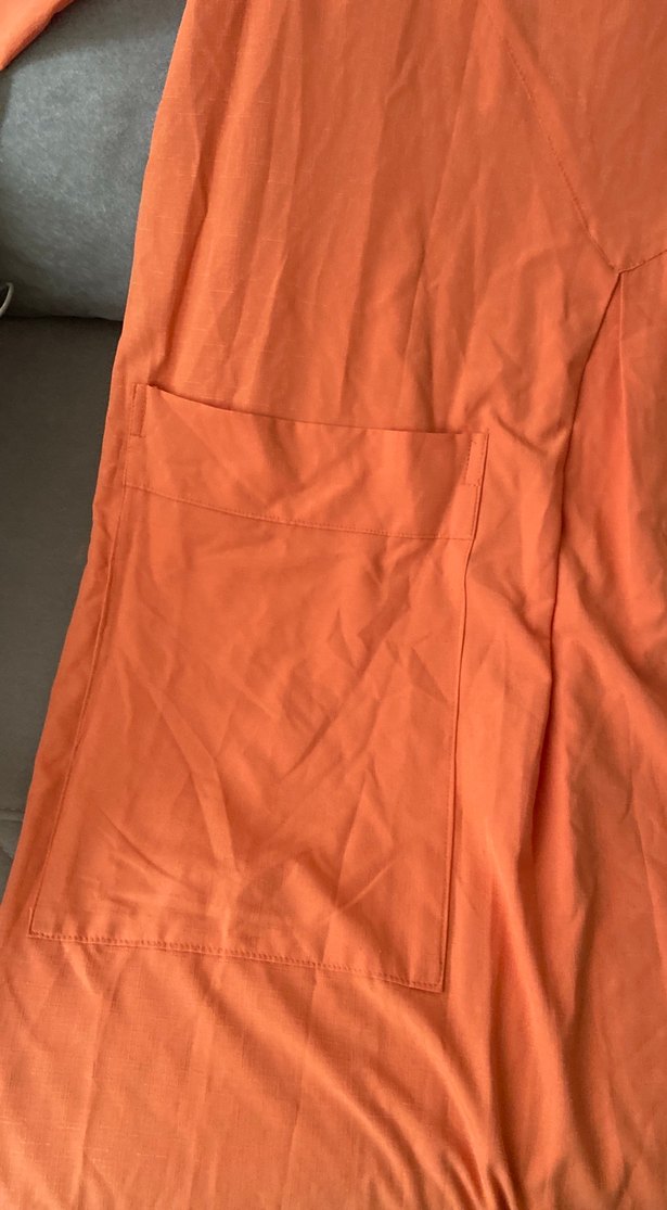 Turuncu Uzun Kollu Hamile Keten Tunik - Görsel 2