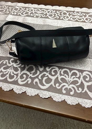 Siyah Deri Kadın Çanta Fermuarlı - Görsel 2