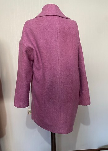 Pembe Yün Görünümlü Uzun Kaban - Görsel 6
