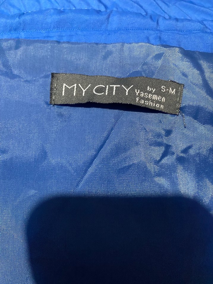 Mavi Uzun Fermuarlı Kadın Yelek - Görsel 4