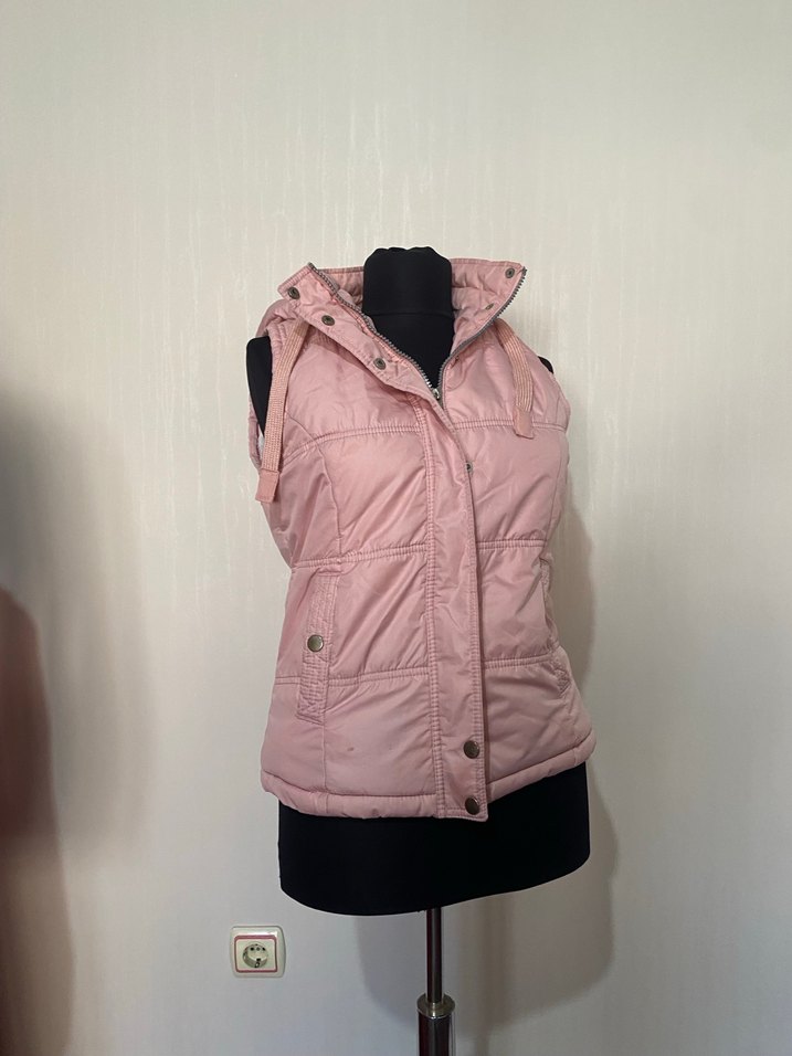 Pembe Kapüşonlu Kolsuz Kadın Yelek - Görsel 2