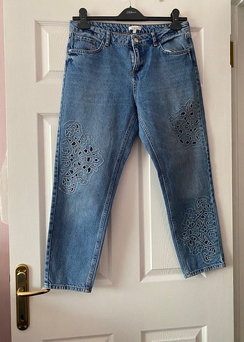 Dantel Detaylı Kot Pantolon - Görsel 2