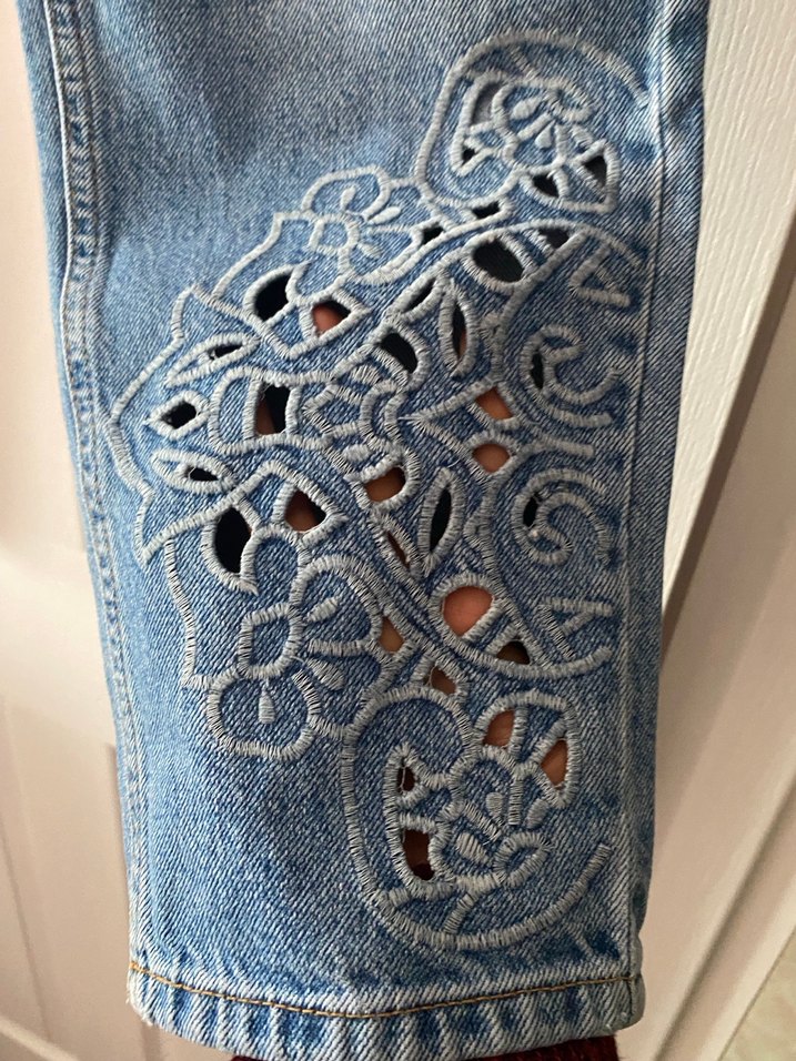 Dantel Detaylı Kot Pantolon - Görsel 3