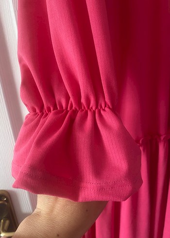 Pembe Uzun Kollu Salaş Kadın Elbise - Görsel 3